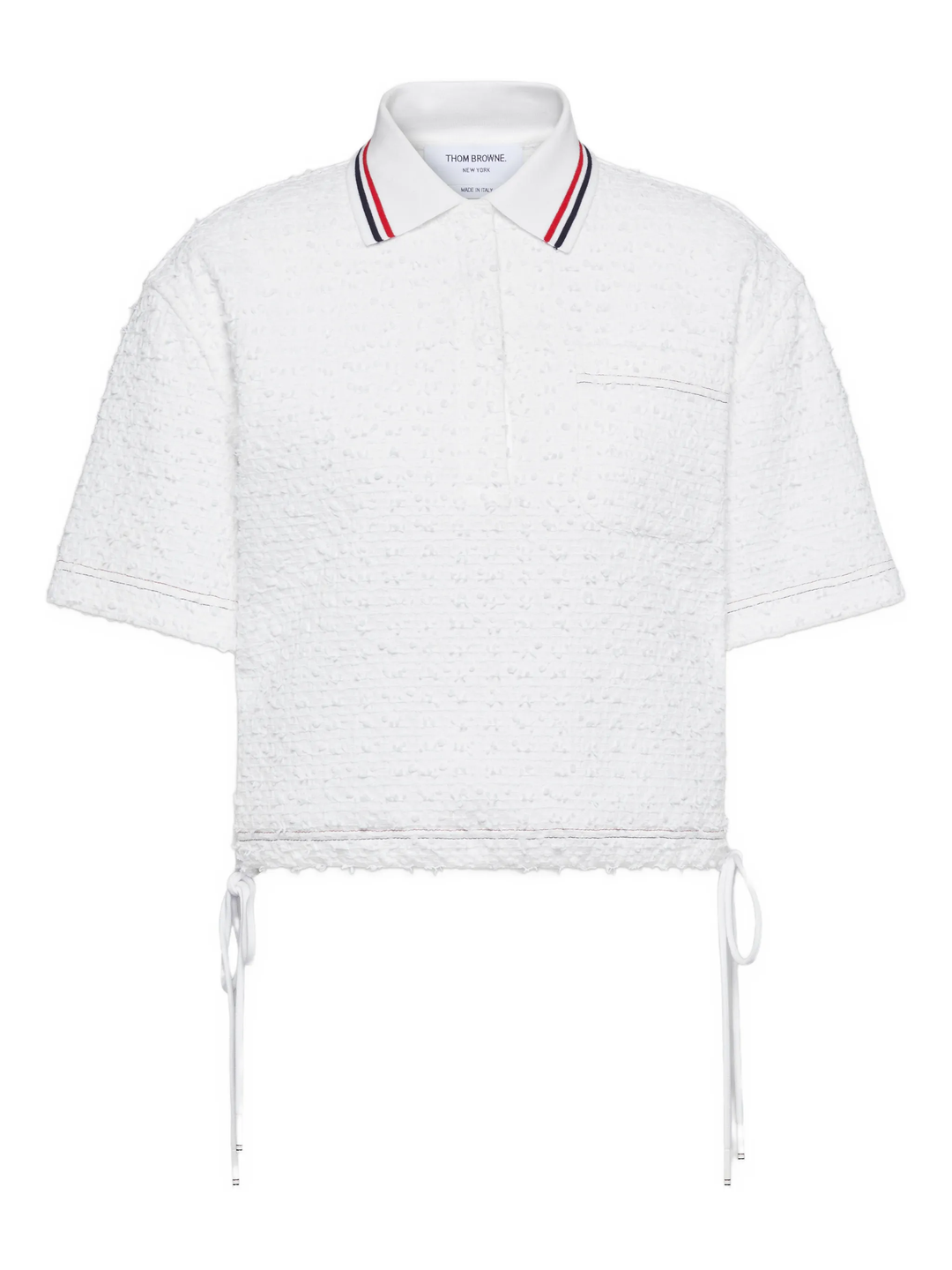 Drawstring Hem Polo Top