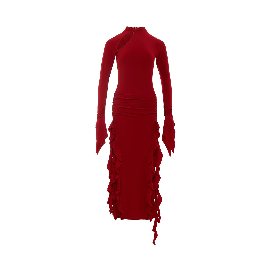 Long Sleeve Ruffle Midi Dress
