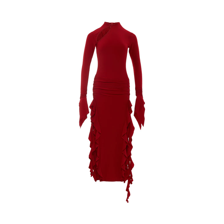 Long Sleeve Ruffle Midi Dress
