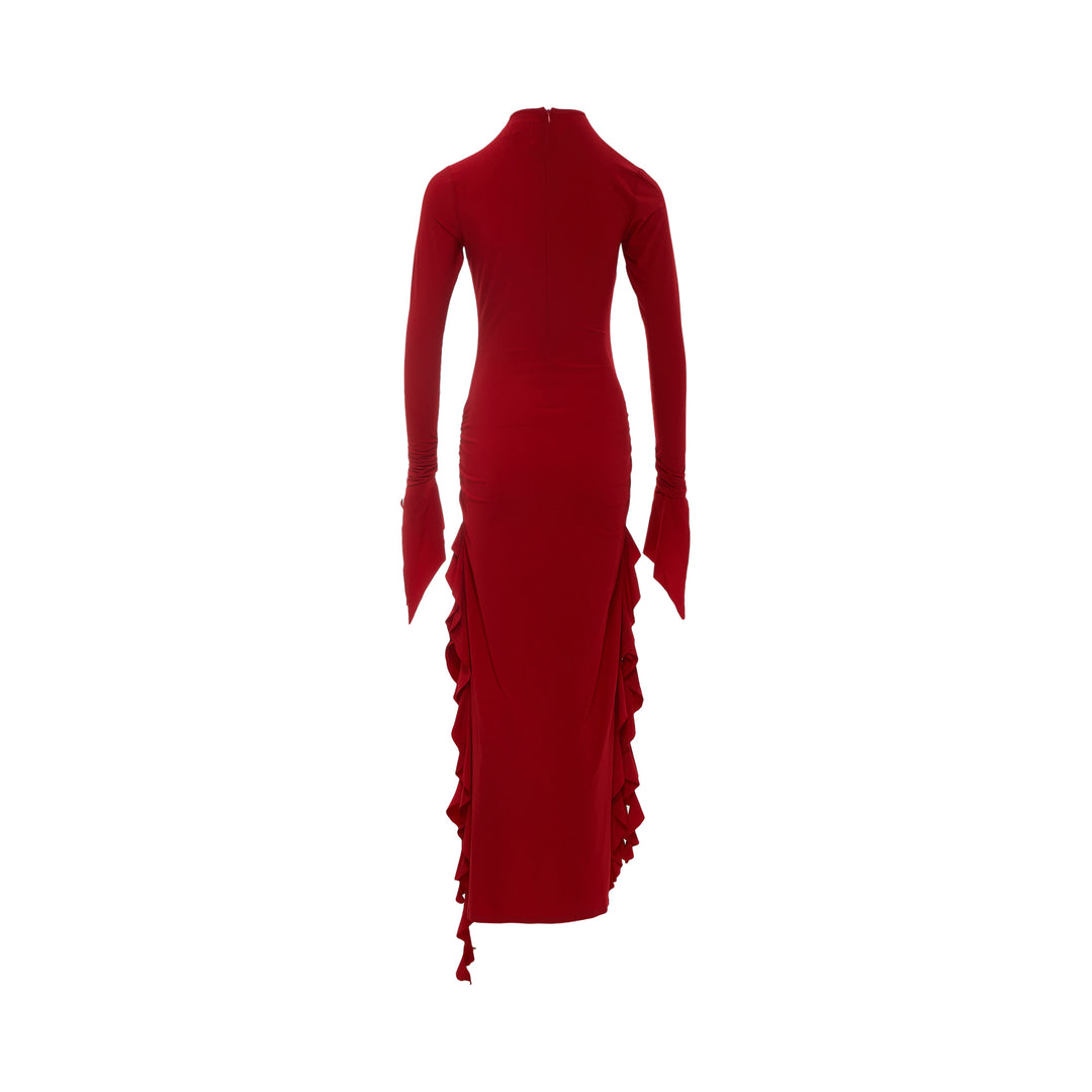 Long Sleeve Ruffle Midi Dress