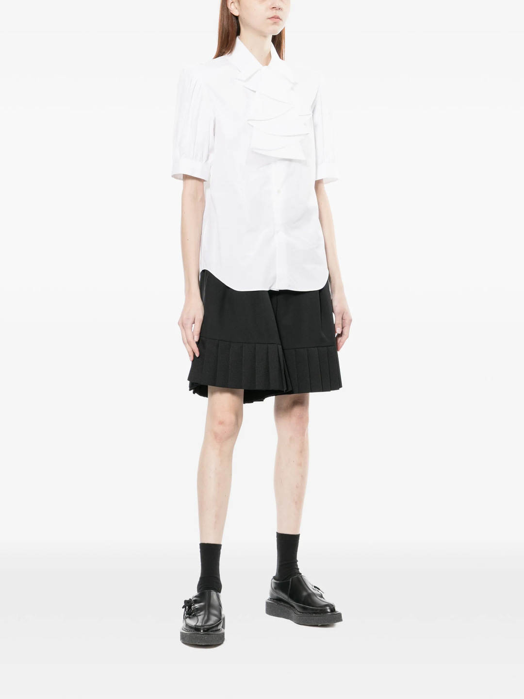 Cotton Broad x Nylon Tulle Top