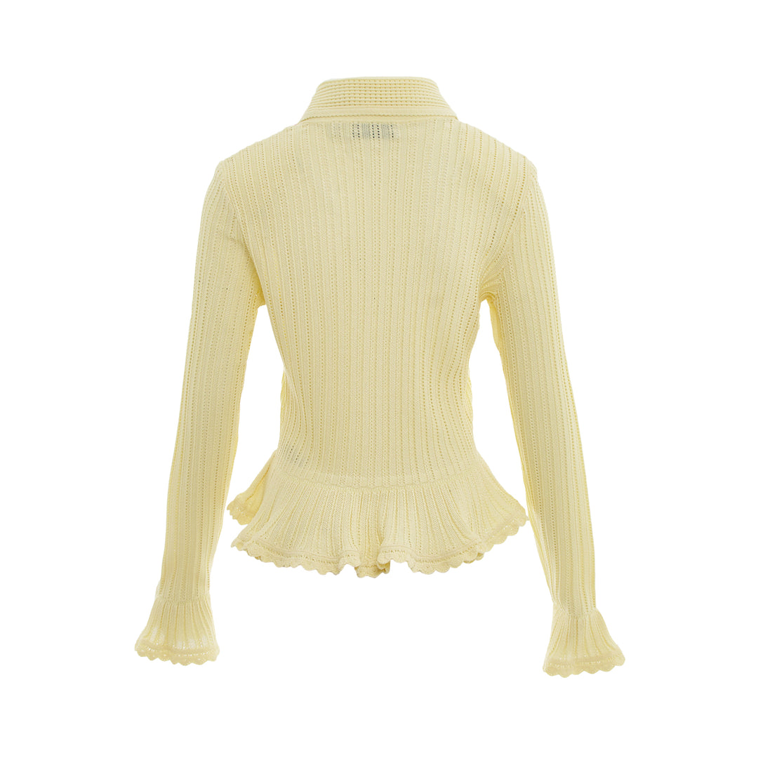 Yellow Pointelle Cardigan