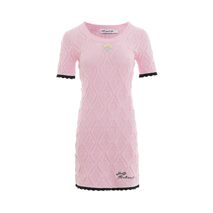 Pink Pointelle Knit Mini Dress