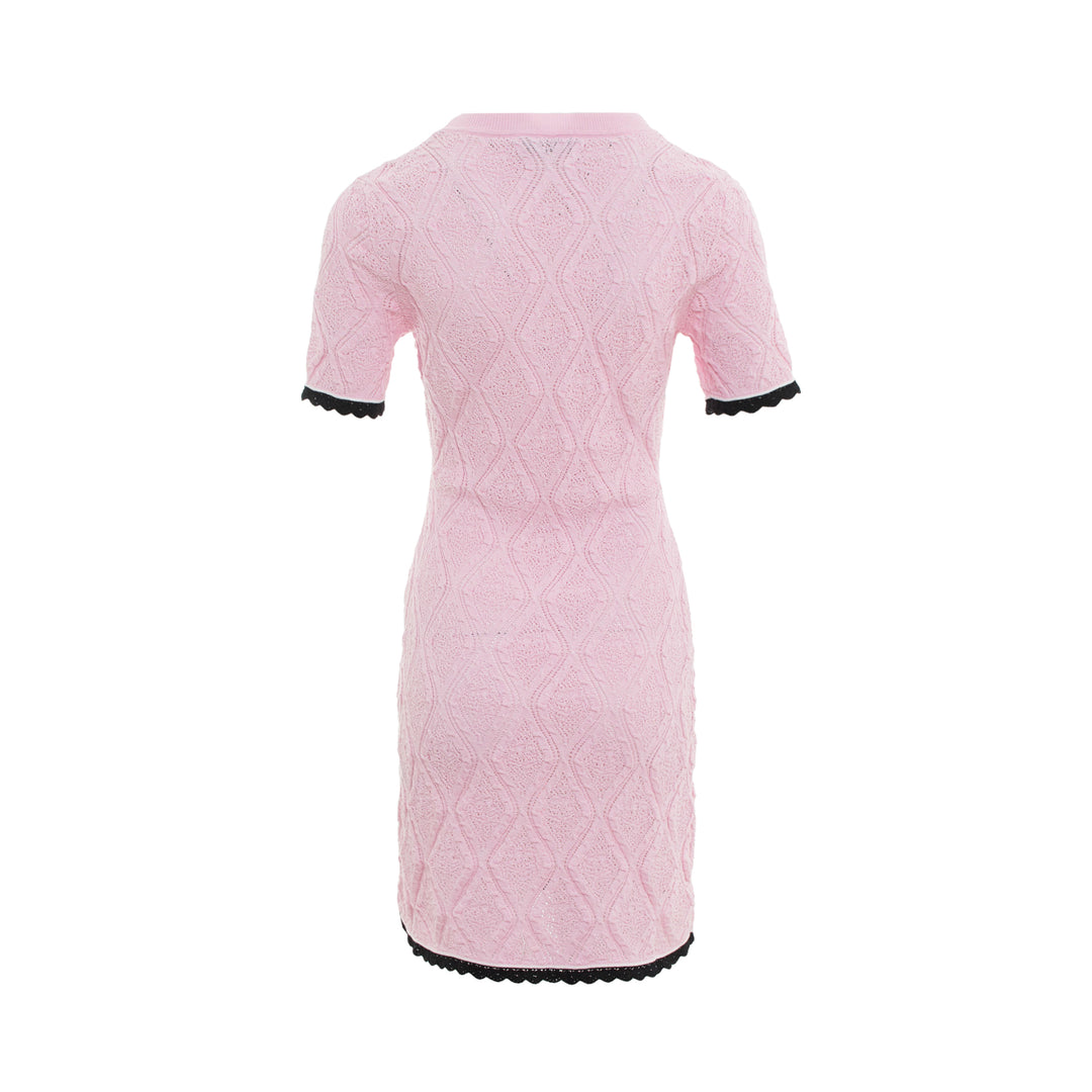 Pink Pointelle Knit Mini Dress