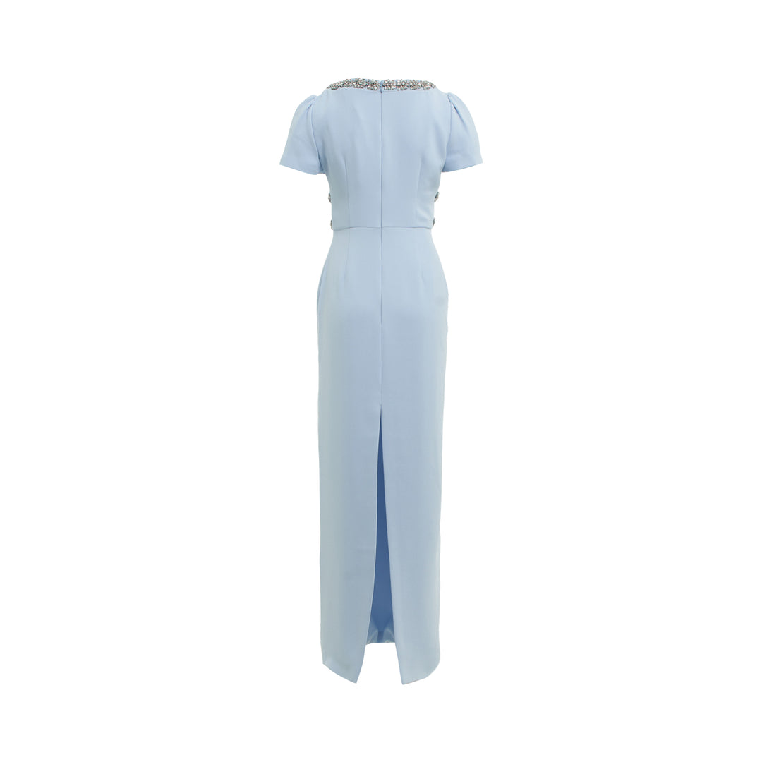 Self-Portrait Blue Crepe Embellished Bow Maxi Dress – Available at Club 21, Official Retailer in Singapore, Malaysia & Thailand with Global Shipping Online
