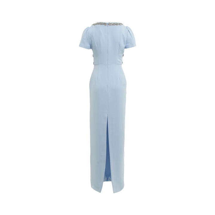 Self-Portrait Blue Crepe Embellished Bow Maxi Dress – Available at Club 21, Official Retailer in Singapore, Malaysia & Thailand with Global Shipping Online