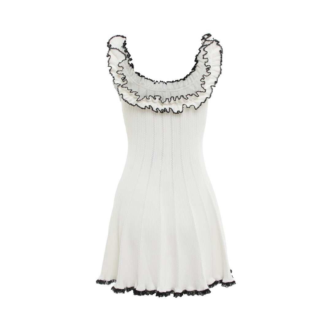 Self-Portrait White Contrast Trim Knit Mini Dress – Available at Club 21, Official Retailer in Singapore, Malaysia & Thailand with Global Shipping Online