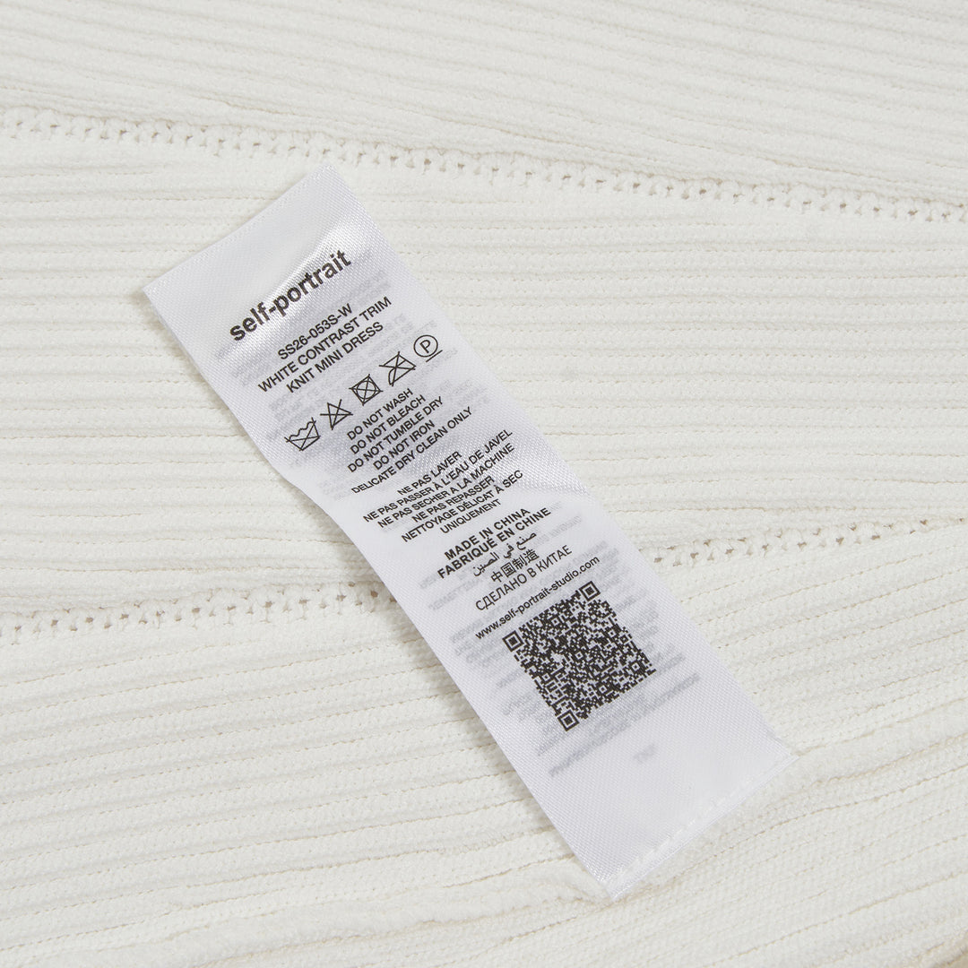 Self-Portrait White Contrast Trim Knit Mini Dress – Available at Club 21, Official Retailer in Singapore, Malaysia & Thailand with Global Shipping Online