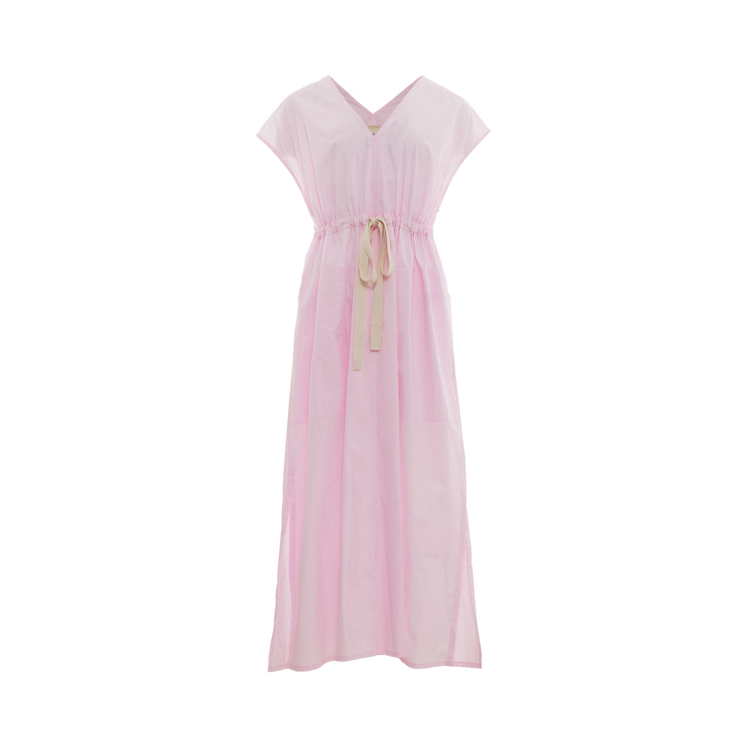 Poplin V-Neck Midi Dress