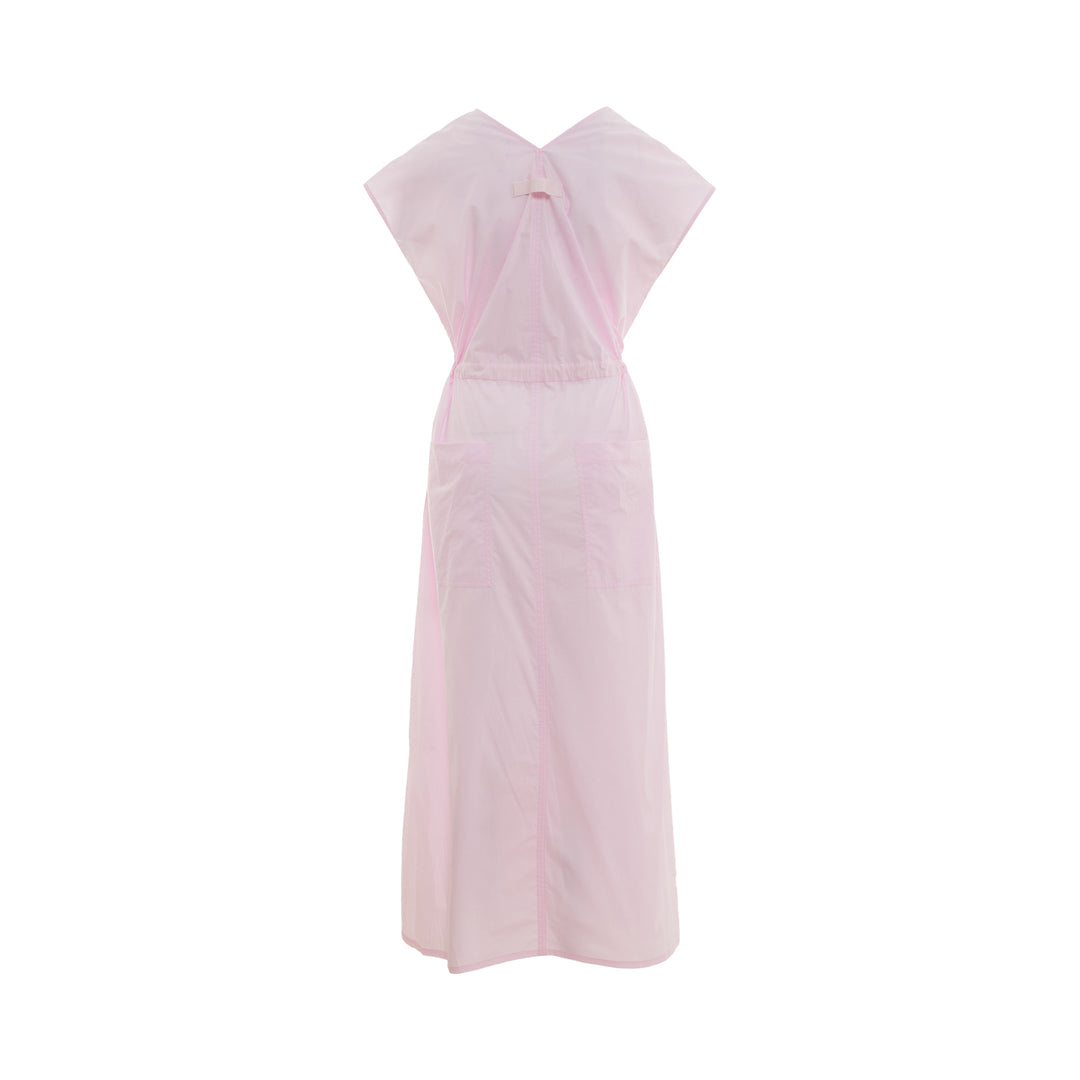 Poplin V-Neck Midi Dress