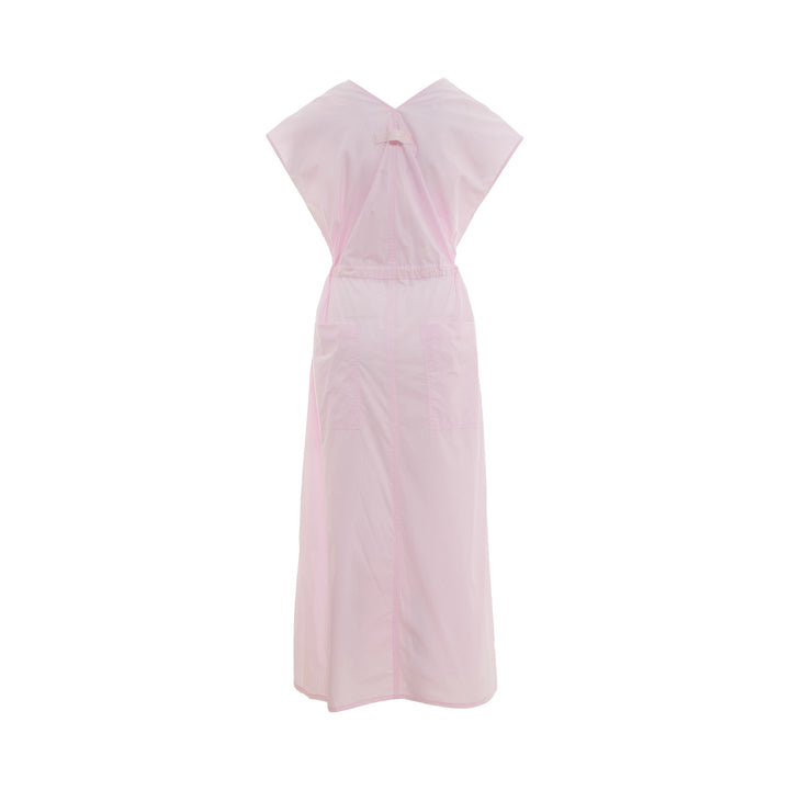 Poplin V-Neck Midi Dress