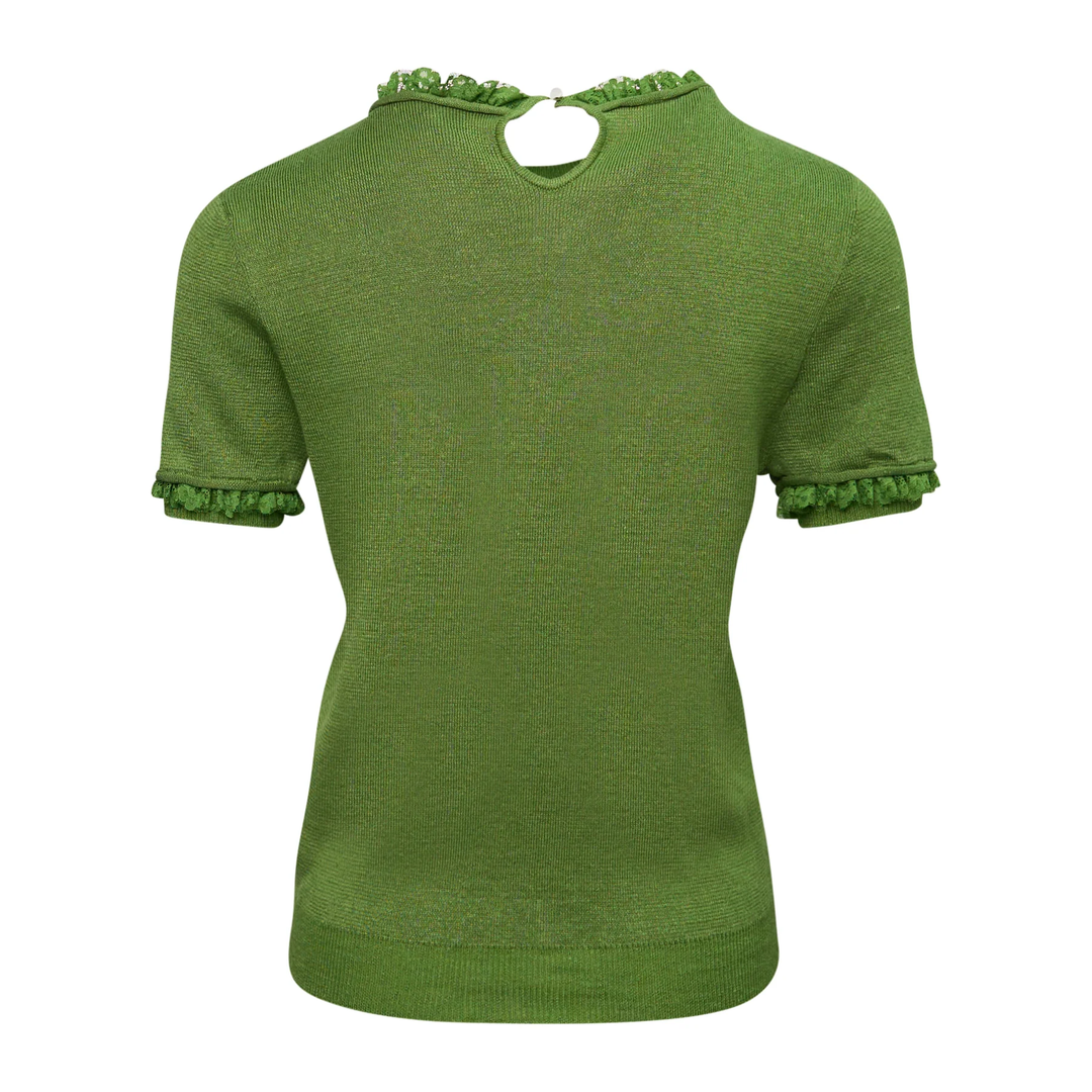 Raw-Edge Mock Neck Knit Top