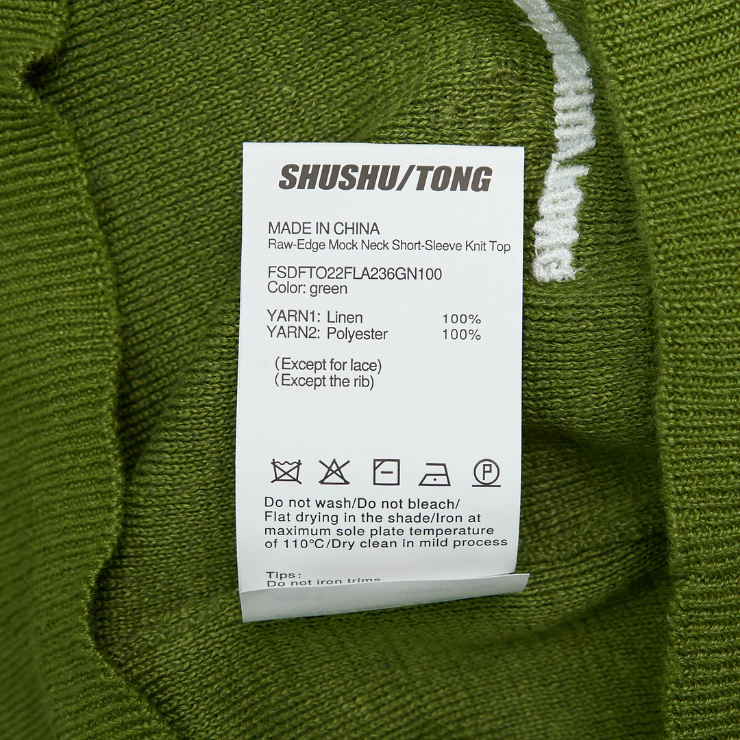 Raw-Edge Mock Neck Knit Top