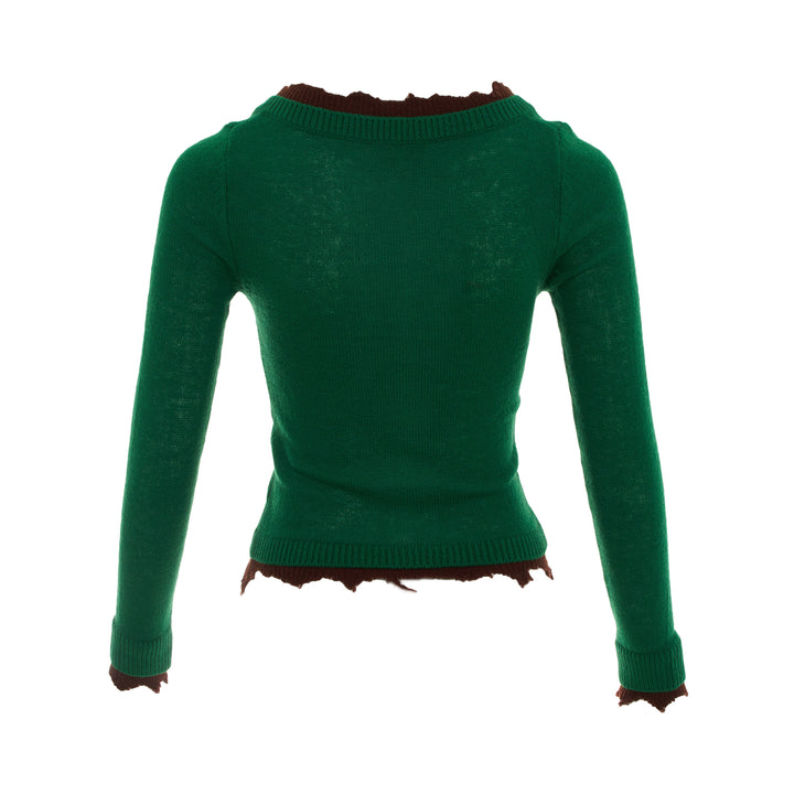 SHUSHU/TONG Contrast Trim Raw-Edge Knit Cardigan – Available at Club 21, Official Retailer in Singapore, Malaysia & Thailand with Global Shipping Online