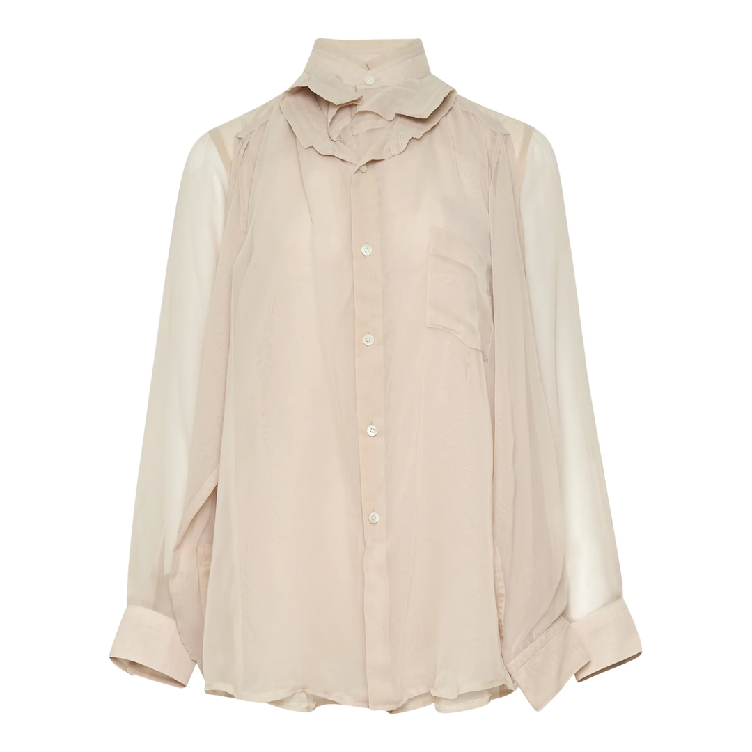 Polyester Georgette Ruffle Collar Shirt