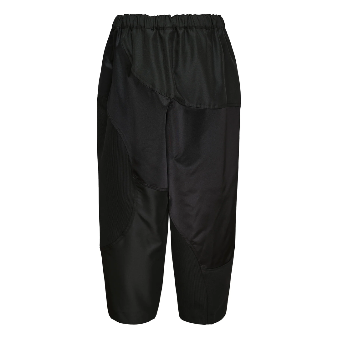 Mixed Fabric Cropped Pants