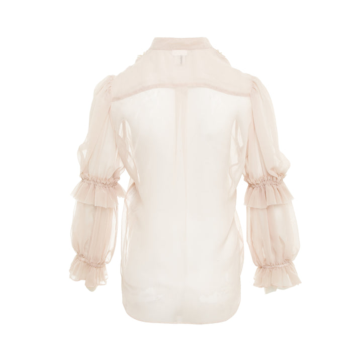 Ruffled Bib Georgette Shirt