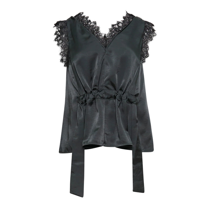 Satin Lace V-Neck Top