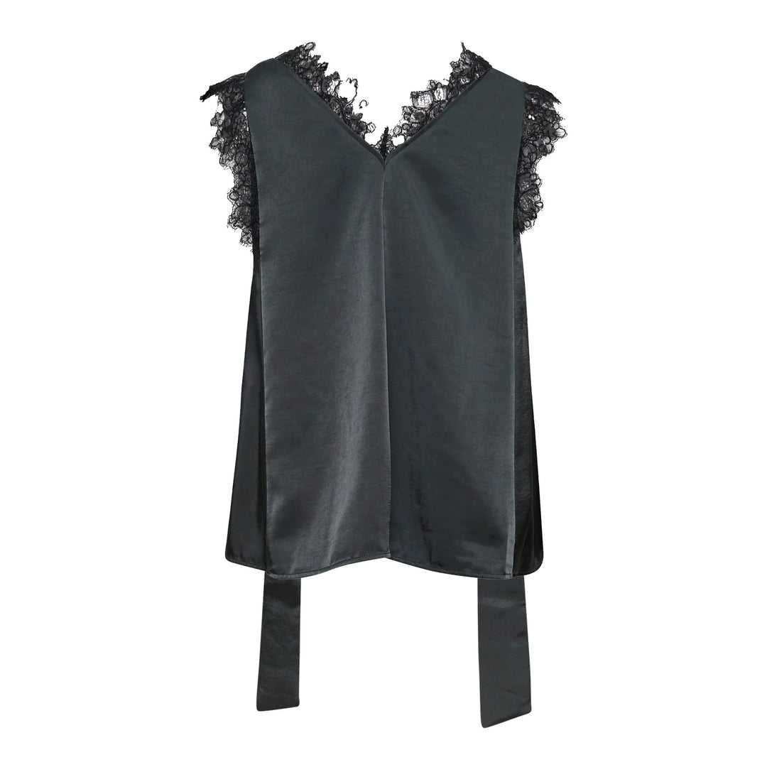 Satin Lace V-Neck Top