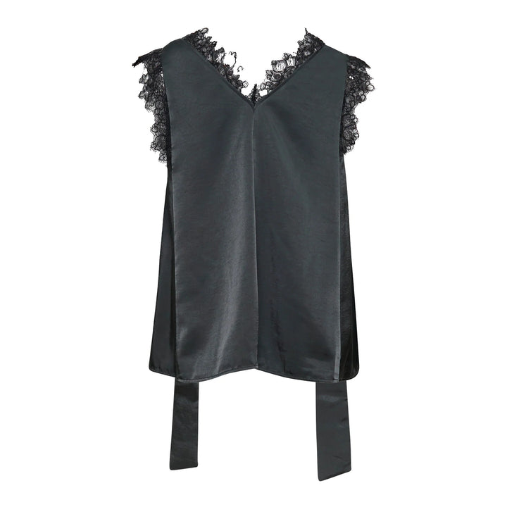 Satin Lace V-Neck Top