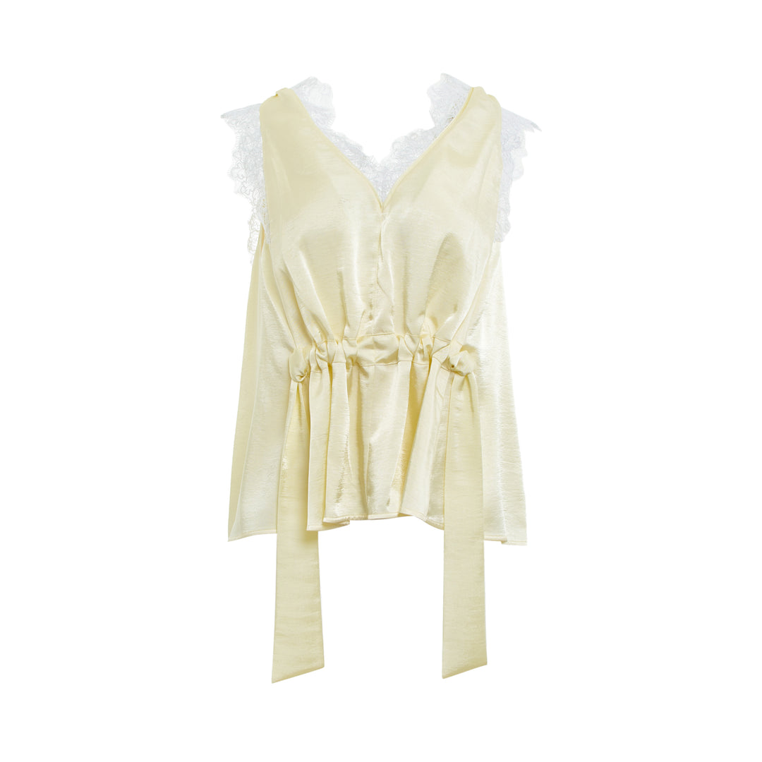 Satin Lace V-Neck Top