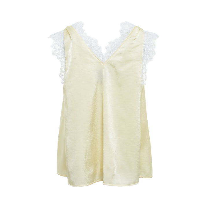 Satin Lace V-Neck Top