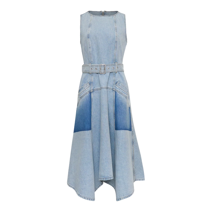 Ghost Patch Belted Sleeveless Midi Dress