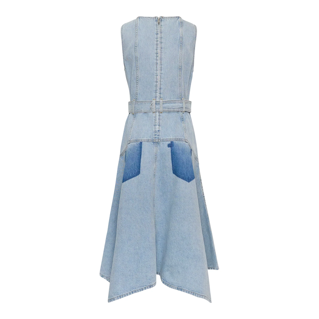 Ghost Patch Belted Sleeveless Midi Dress