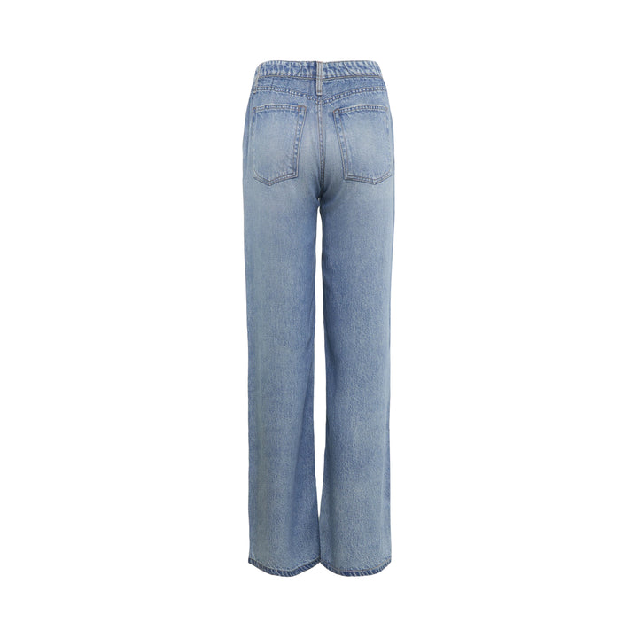 rag & bone Miramar Wide Leg Pull-On Jeans in light blue denim with high-rise waist and relaxed wide-leg silhouette