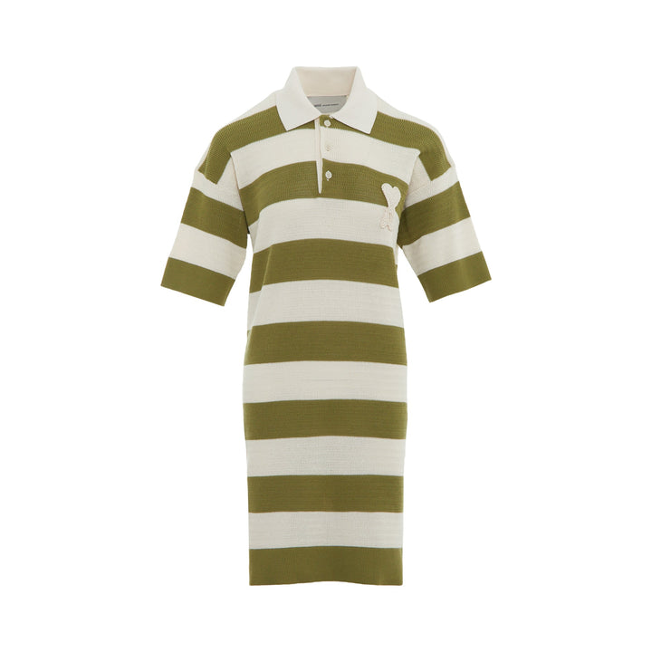 Striped Knit Polo Dress
