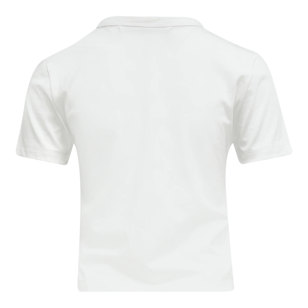 Rest&Recreation Basic Logo Tee in black, featuring a stacked white script wordmark printed across the chest and a fitted mock-neck collar
