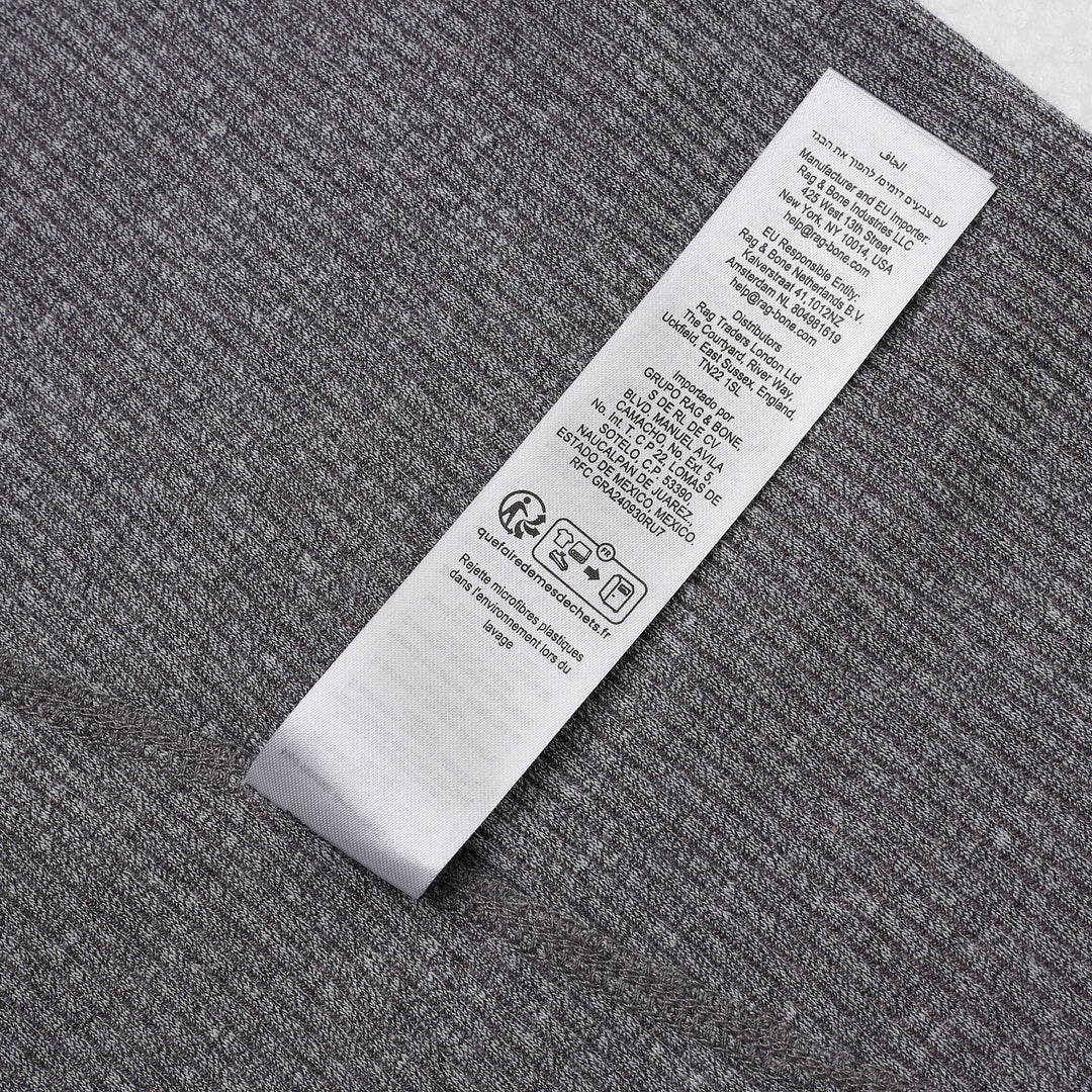 rag & bone Essential Rib Heather Tank in heathered grey, featuring a high racerback neckline and slim ribbed knit construction, shown on a white background