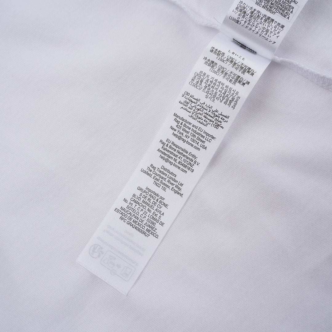 rag & bone Giovanni white cotton crew neck tee with script logo embroidery at the chest - view 5