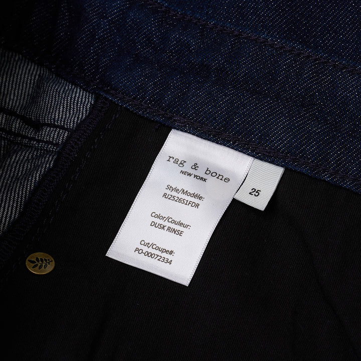 rag & bone Logan Wide Leg Jeans in dark indigo rinse, featuring a high-rise waist, five-pocket construction, and a clean wide-leg silhouette