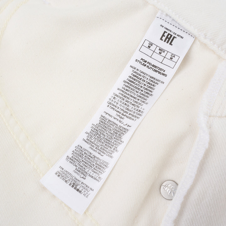 rag & bone Nolan Shorts in ivory white denim with scalloped hem, self-tie drawstring waist, and silver-tone rivets, front view - view 3