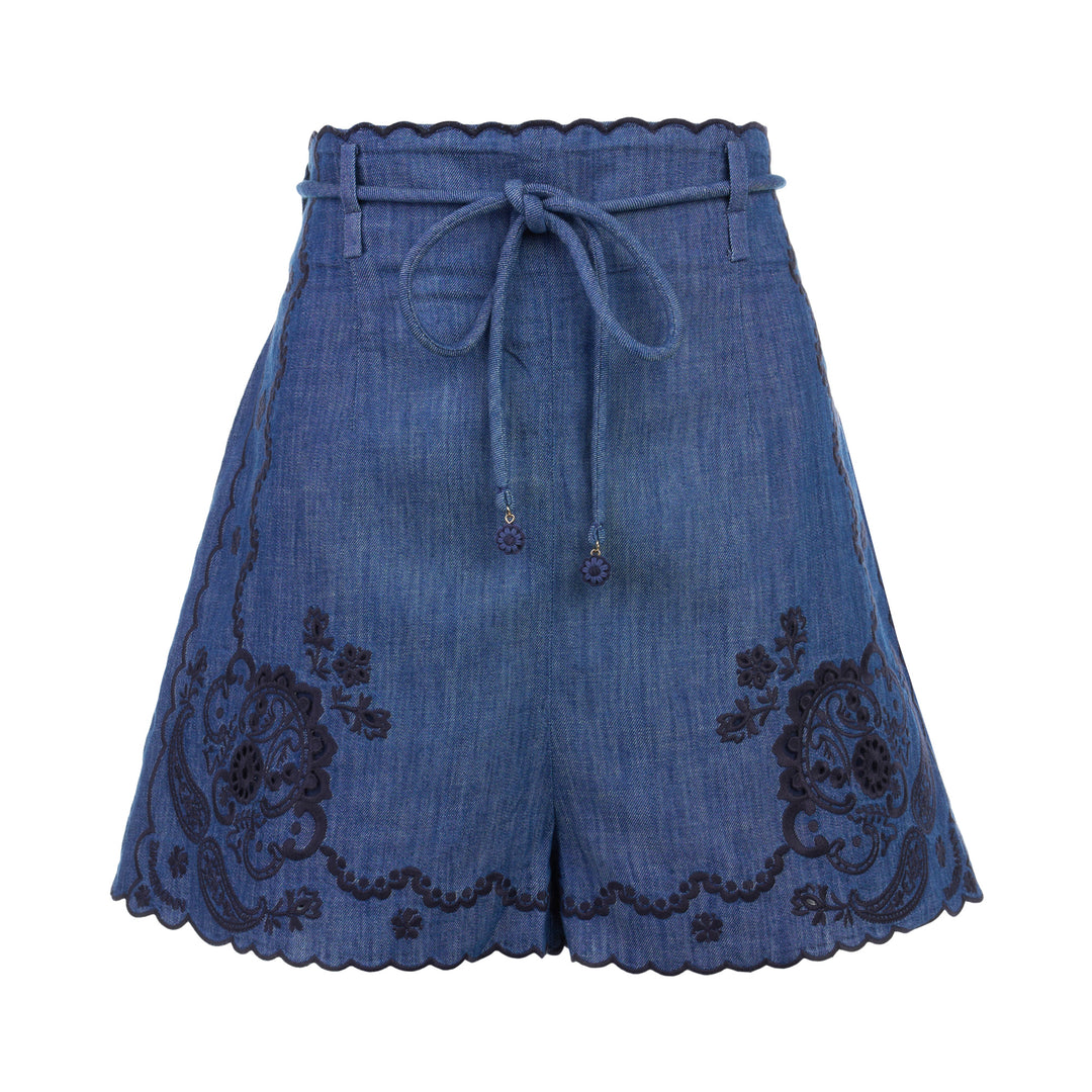 Aster Embroidered Denim Shorts