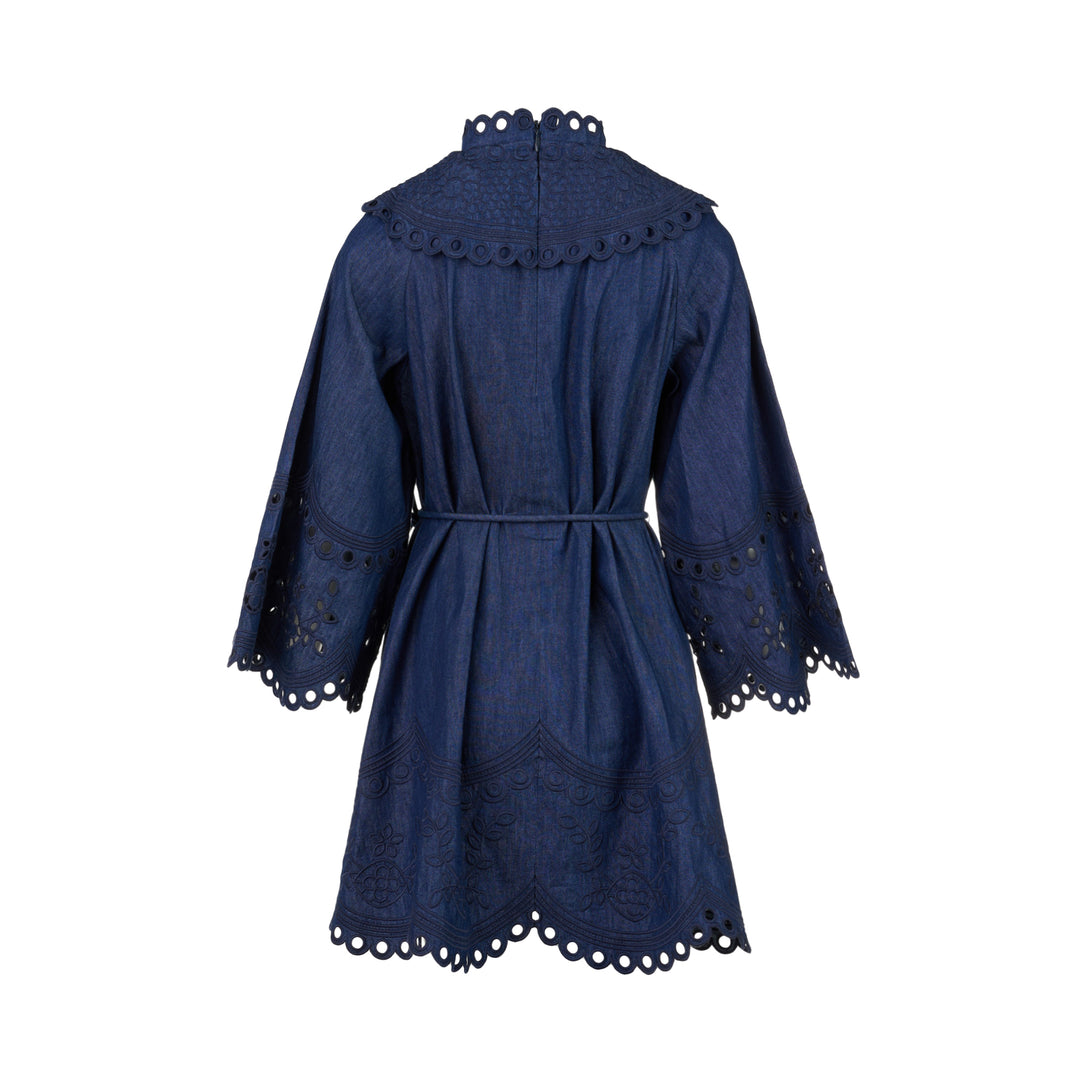 Mahon Broderie Denim Mini Dress
