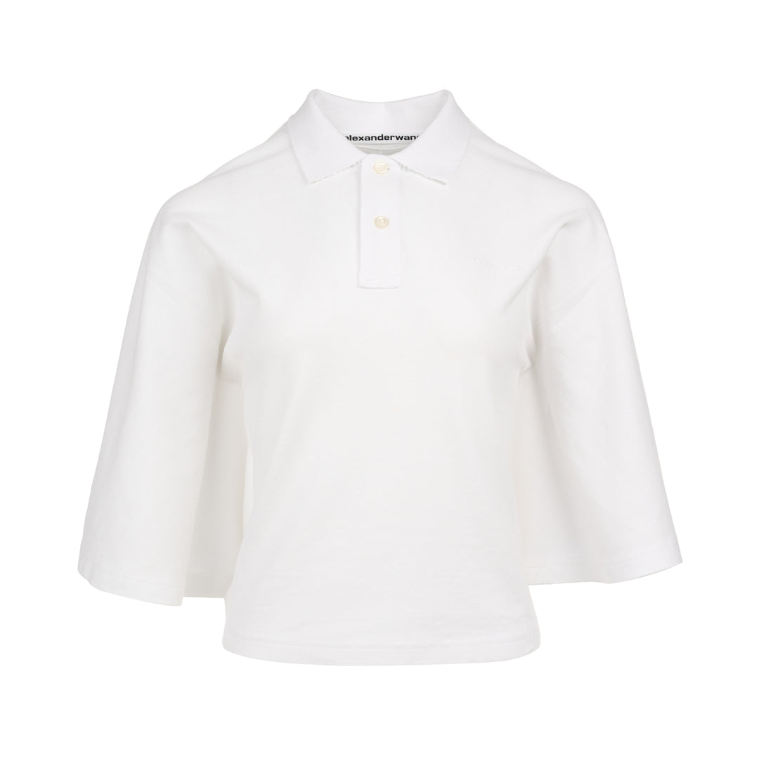 Fitted Polo with Draped Sleeves