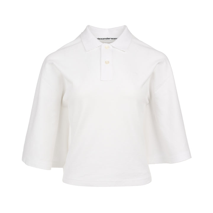 Fitted Polo with Draped Sleeves