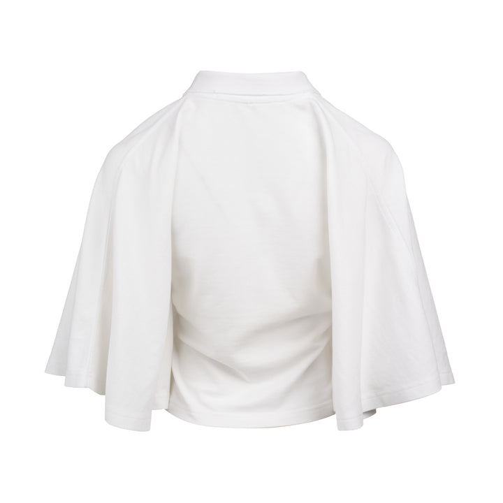 Fitted Polo with Draped Sleeves
