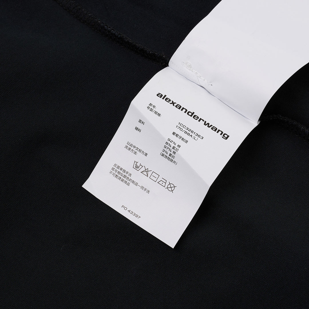 Alexander Wang Fitted Tee with Hotfix Gradient in white, shown from the back, featuring a body-skimming silhouette, crew neckline, and short sleeves