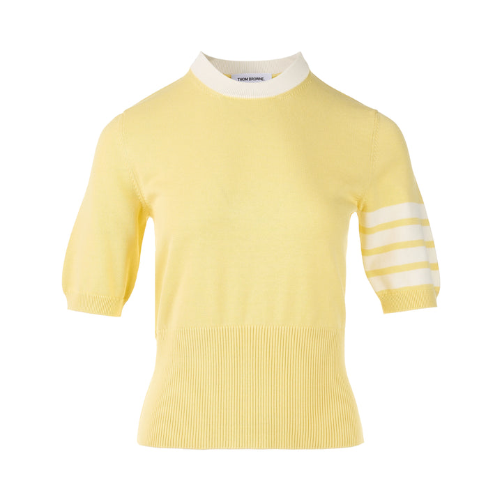Short Sleeve Intarsia Knit Tee