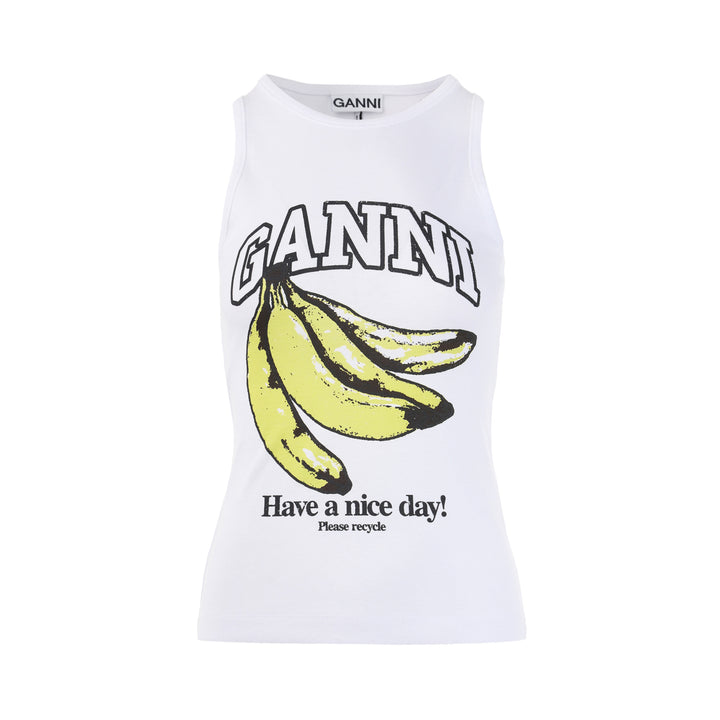 Banana Print Compact Rib Tank Top