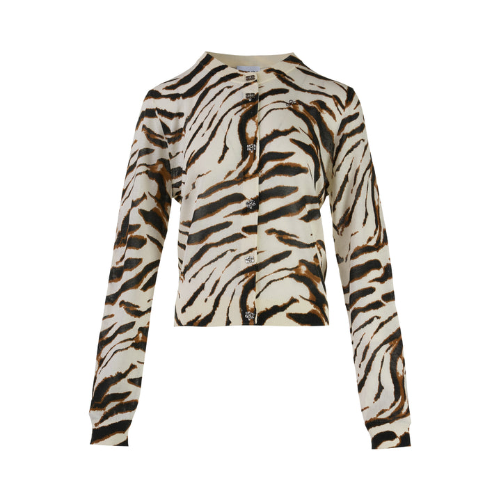 Sheer Printed Cotton Cardigan