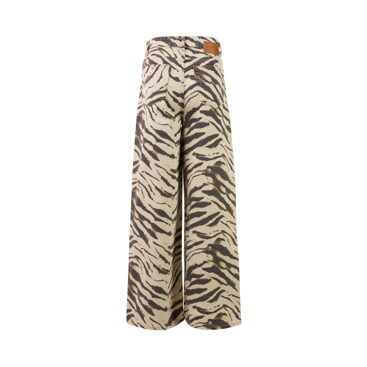 Tiger Print Wide Leg Jeans