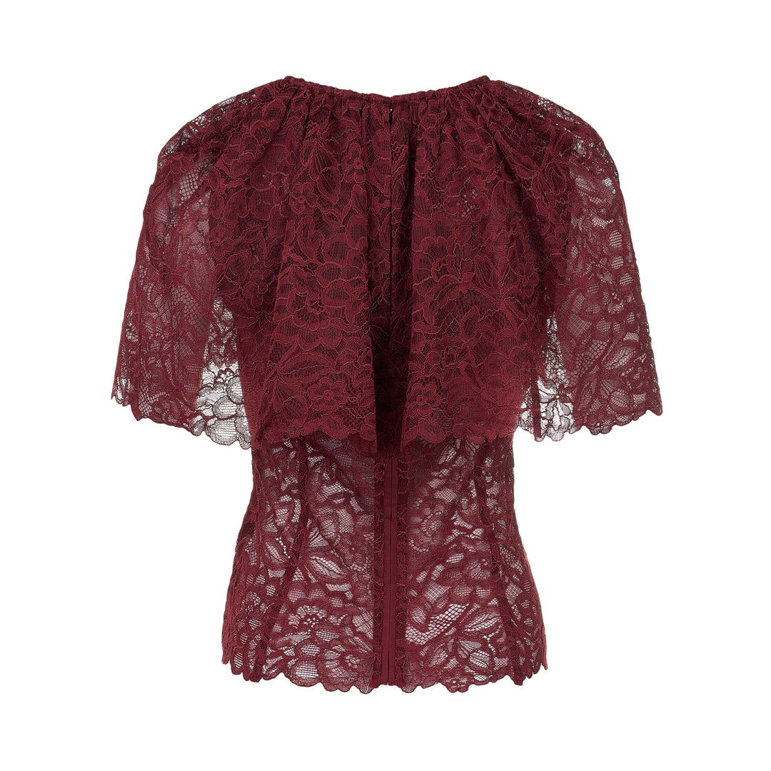 Burgundy Lace Cape Top