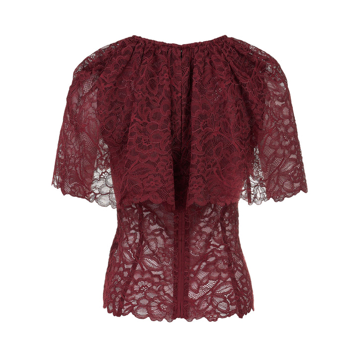Burgundy Lace Cape Top