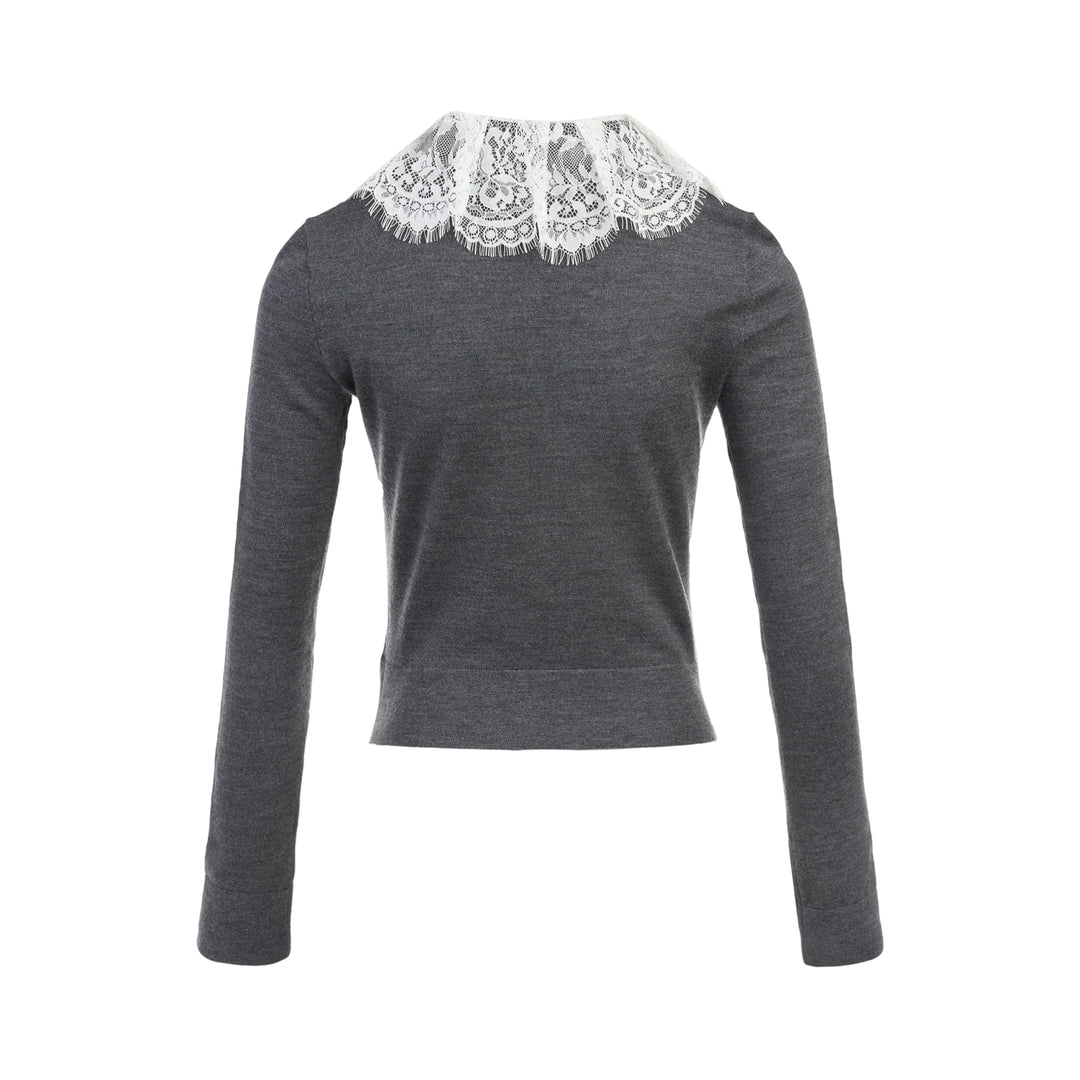 Lace Collar Knit Cardigan