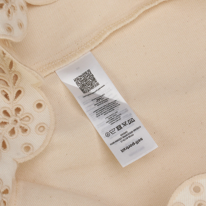 Cream Broderie Denim Mini Dress