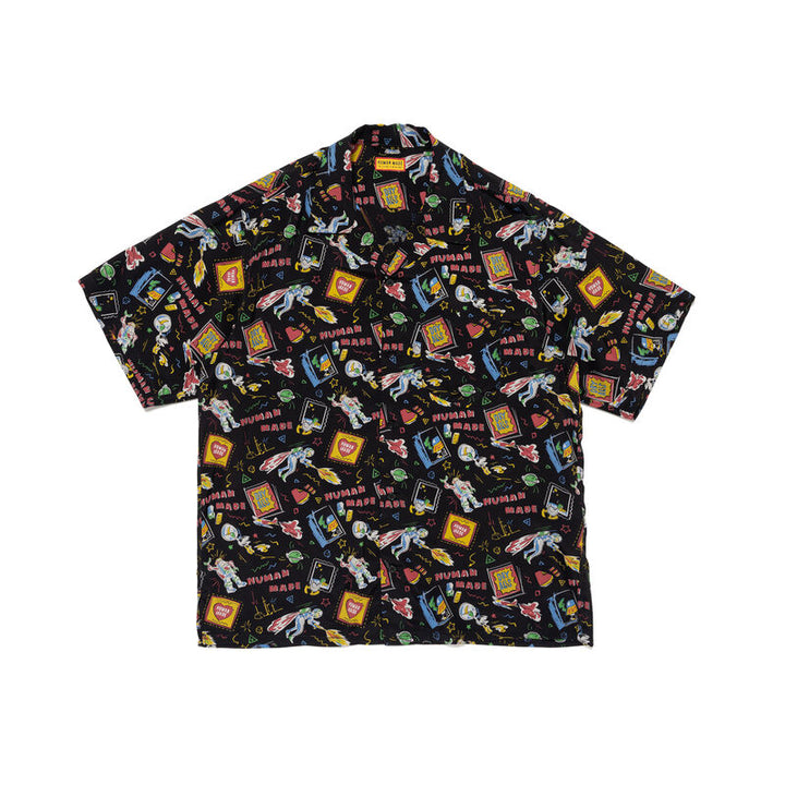 Space Print Short Sleeve Aloha Shirt